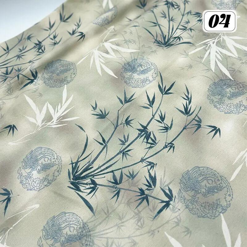 Bomull Linne Tyg Kinesisk Stil Retro Tryckt Klänning Hanfu Sömnad Hantverk DIY Cheongsam Klänning Hanfu Sömnadstyg Kläder Försörjning