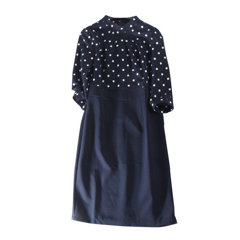 French Style Thin Cotton Contrast Color Polka Dot Elegant Dress