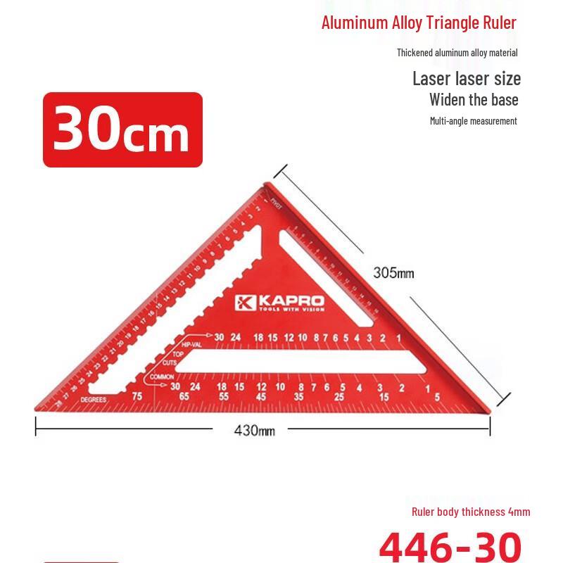 Cape Road 353 Acier Inoxydable Angle Droit 45°/90° Règle de Traçage et de Marquage pour le Travail du Bois
