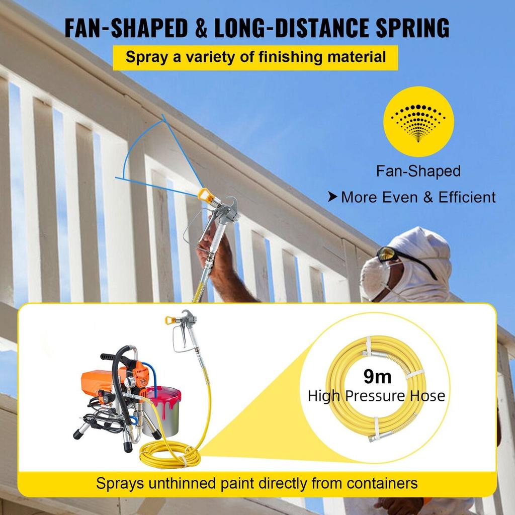 High Pressure Airless Wall Paint Spray Gun Sprayer Machine Spraying 2000w