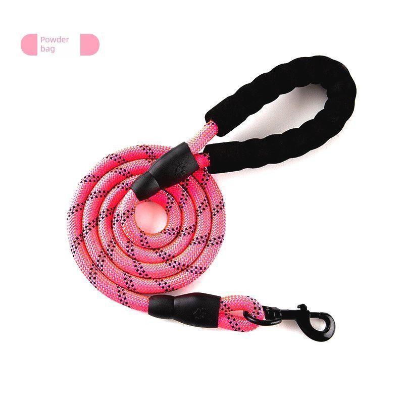 

Pet Supplies New Arrival Reflective round Nylon Rope Medium Large Dog Dog Hand Holding Rope in Stock Wholesale Dog Chain 1.2cm wide and 1.5m long Pink