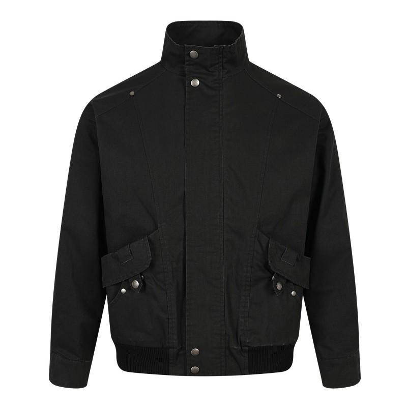 Mens Vintage Americana Streetwear Bomber Jacket Cotton Stand Collar Rivet Detail Loose Fit Fall Outerwear