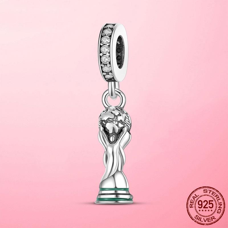 Copper Sparkling Soccer Football Charms Beads Original Accessories Bracelets Bangle Fine Copper Jewelry Gift