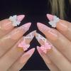 24PCS Nude Fake Nails with French Pink Tip Reusable Long Lasting Press on Nails for Fingernail DIY Decoration