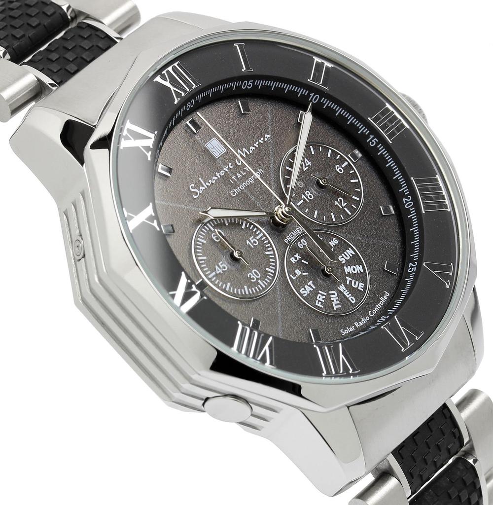 Salvatore Marra Solar Chronograph Watch with Full Auto Calendar Men's Radio-Controlled
