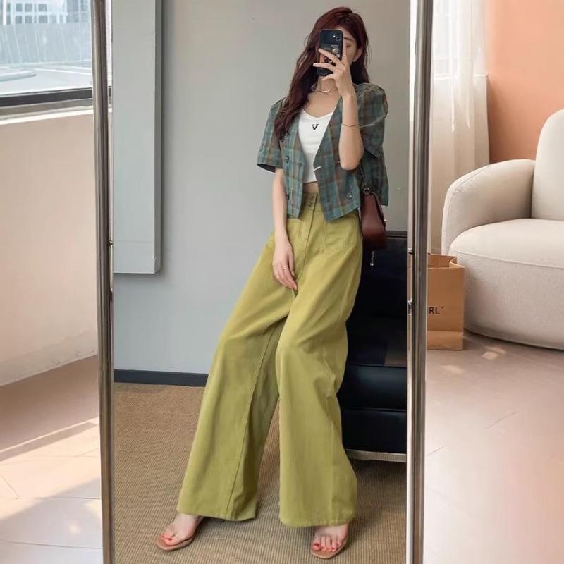 

2024 Women s Trendy Wide-Leg Jeans - Loose, Slimming, Straight-Leg Design for Spring & Autumn S