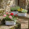 Vintage Style Iron Flower Bucket Distressed Finish Wear-resistant Metal Flower Pot Double Handle Decorative Pot Flower Vase