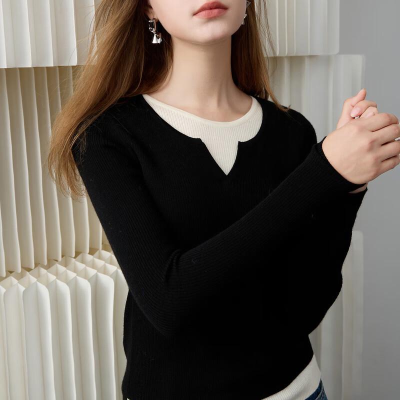 

Sancai Faux Two-Piece Round Neck Slim Fit Knit Pullover S (155/80A)