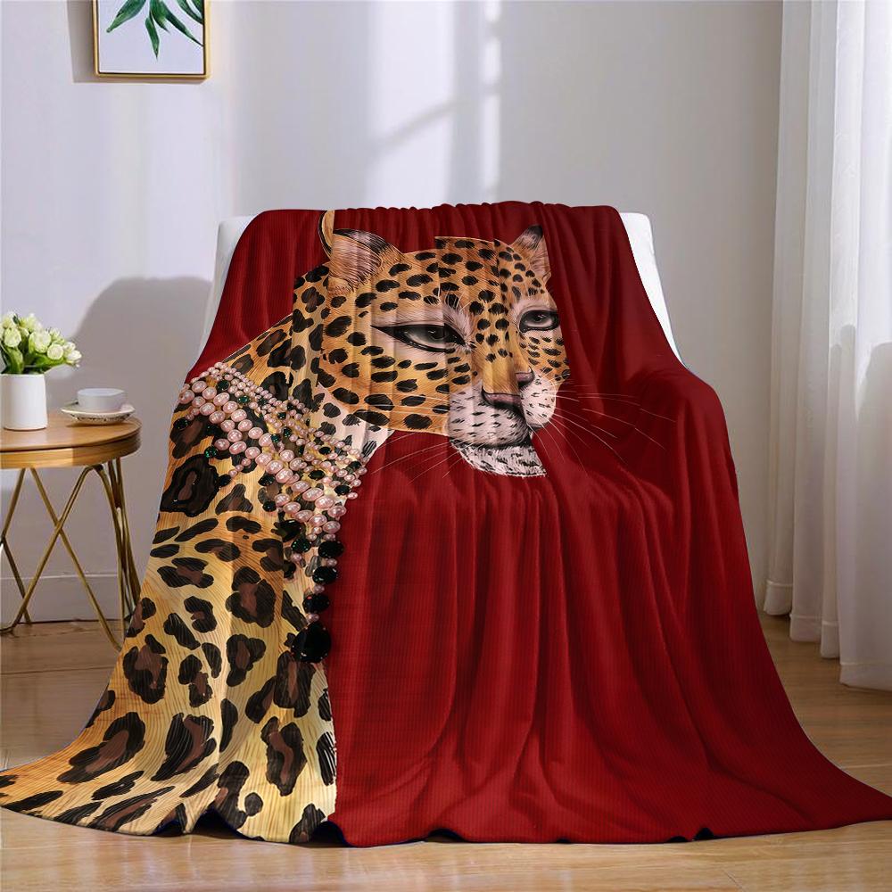 Prachtig Luipaard Rood Flanellen Deken Warm Zacht Halloween Kerst Bank Warm Gezellig Decoratief Decor Cadeau Voor Alle Seizoenen