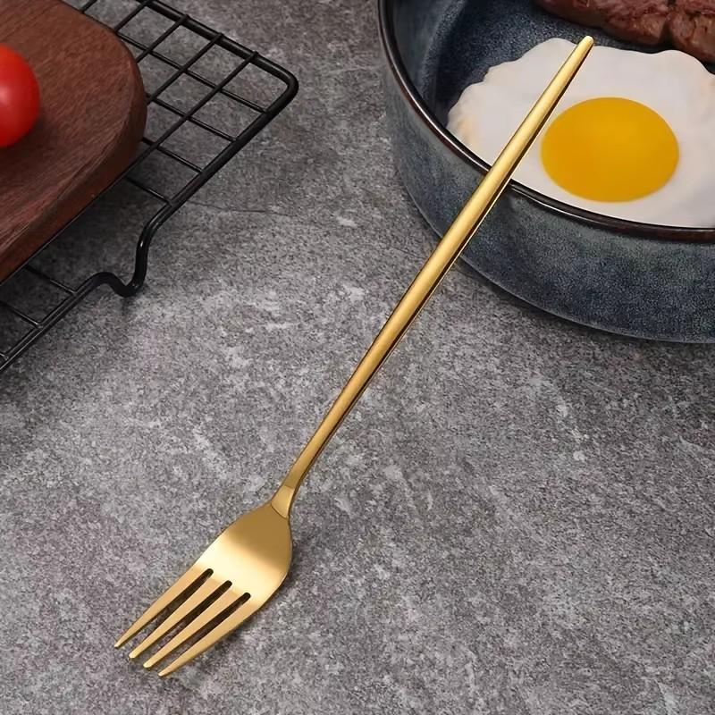 8/16Pcs Stainless Steel Dinner Forks, Gold Tableware Fruit Steak Salad Forks, Suitable For Restaurant Banque Party