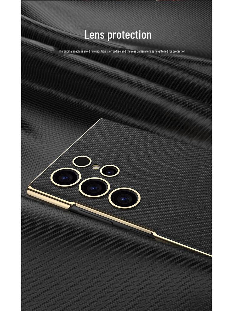 Samsung S24/S25 Ultra Elektrokaplama Deri Telefon Kılıfı ve Tutucu