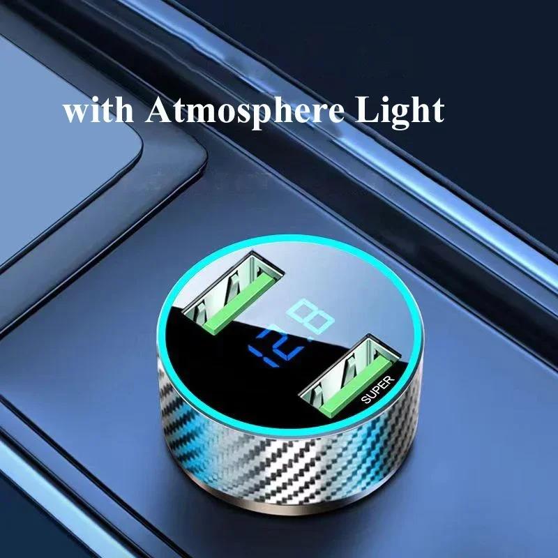 300W USB Car Charger Adapter 2 in 1 Super Fast Charging with Voltage Monitor for Samsung OPPO VIVO Huawei Oneplus iPhone iPad