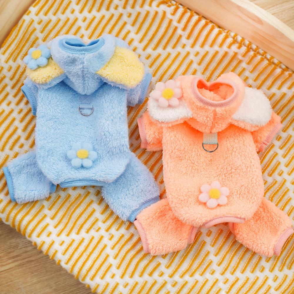 Pet dog dog cat clothing supplies autumn and winter velvet four-legged clothes, Cuihua bear transforms into teddy than bear magic fight corgi