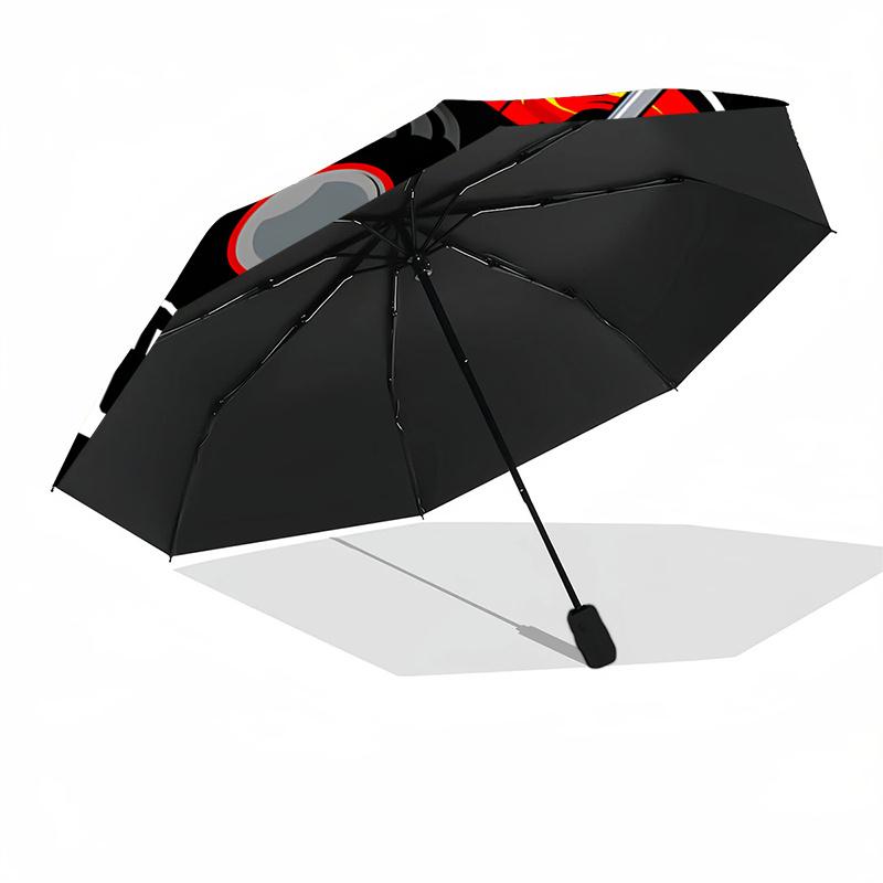 Monster Truck Red Flames Big Wheels Adventure Outdoor Automatic Umbrella Compact 8Rib Design Foldable Design Perfect For Outdoor Adventures Outdoor