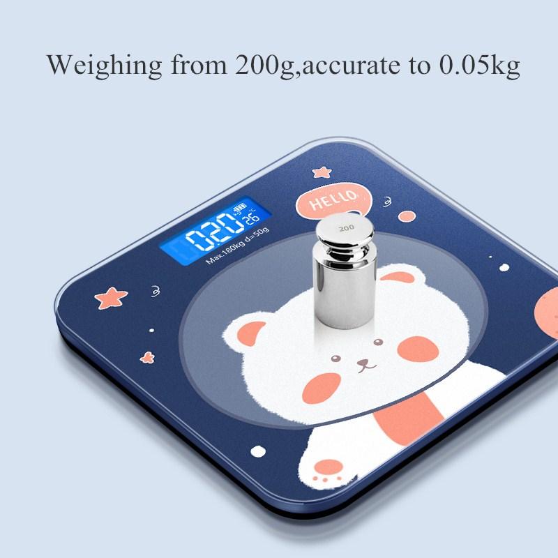 Cartoon Bear Weight Scale Lcd Display Glass Smart Bathroom Scales Digital Body Fat Scales High-precision Electronic Floor Scales