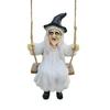 Halloween Swing Ghost Statue Resin Ghost Dog Witch on A Swing Figurine Outdoor Tree Hanging Ornament for Garden Patio Lawn Yard Decor