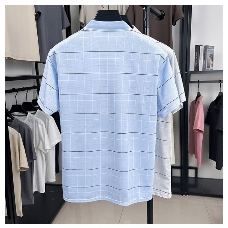 Herren Karo Kurzarm Polohemd mit Tasche