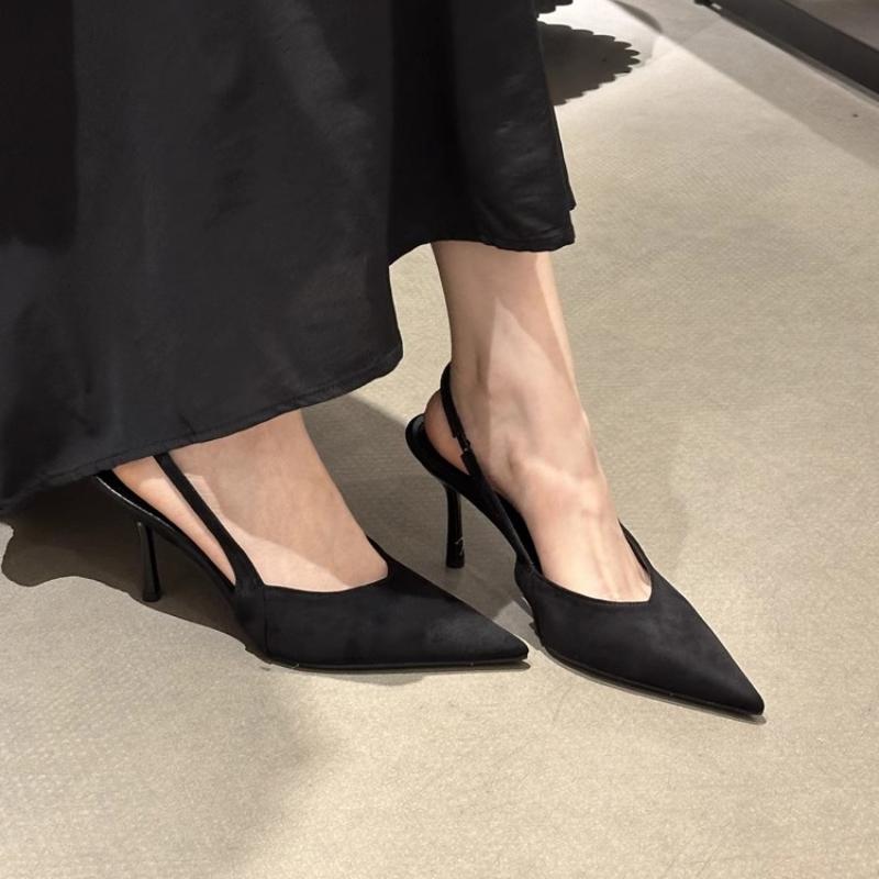 

Fashion Women s Spring New Elastic Band Designer Stiletto Sandals Outdoor Wedding Party Comfortable Ladies Wear-resistant Low Top Shoes 35 чёрный