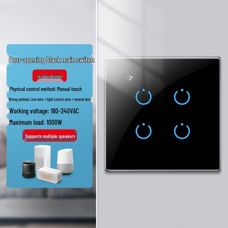 Zhengshang C4 Graffiti Smart WiFi+RF Switch, EU Standard, Voice-Controlled for Alexa & Google.