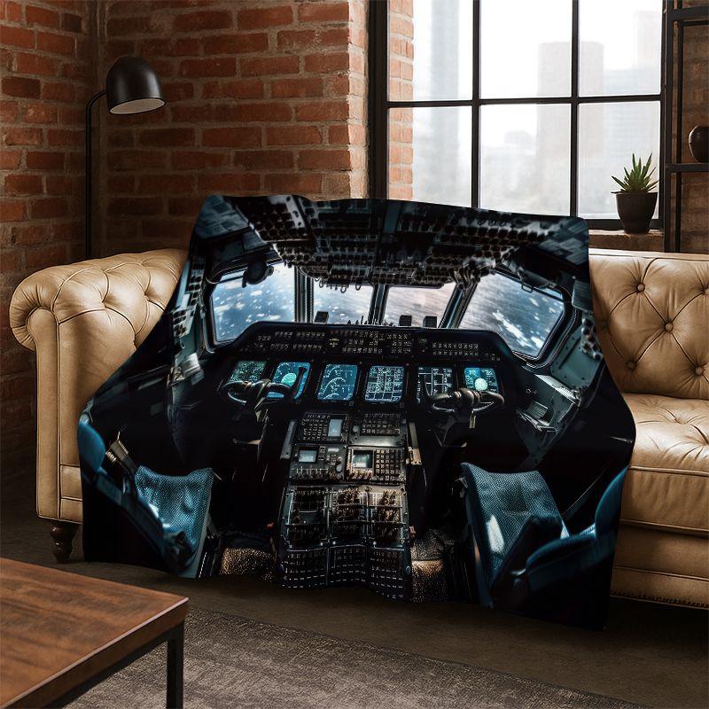 Aircraft Control Cockpit Cabin Spacecraft Moto Flannel Blanket Soft Throw Blanket for Bedroom Living Room Bed Travel Camping