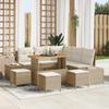 Garden Sofa Set with Cushions 9 pcs Beige Poly Rattan