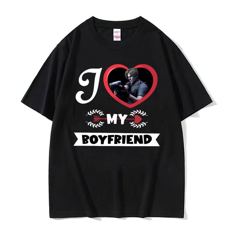I Heart Leon Kennedy Potisk Trička Pánské Dámské Oblečení Móda Vintage Tričko Pánské Oversized Bavlna Krátký Rukáv Tričko Top