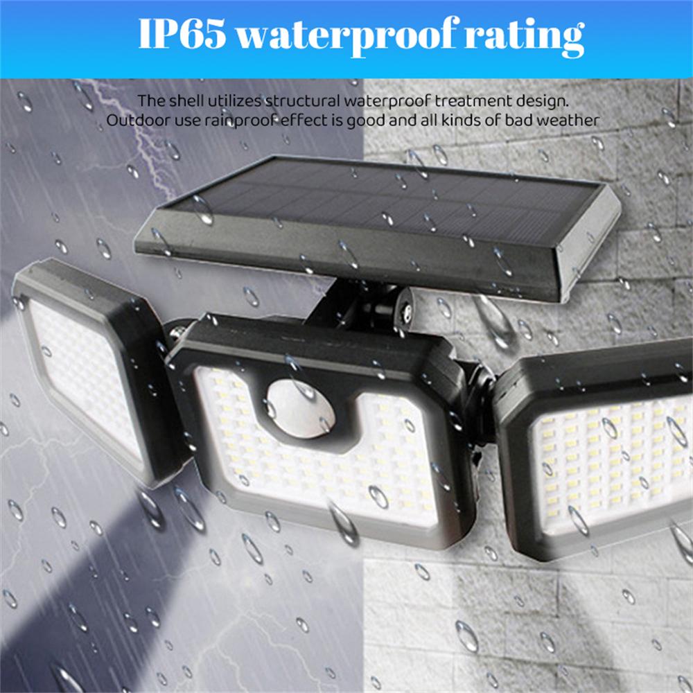 74 LED Solar Wall Lamp 3Head Luminous PIR Motion Sensor Wall Flood Light Outdoor IP65 Waterproof Garden Courtyard Security Light