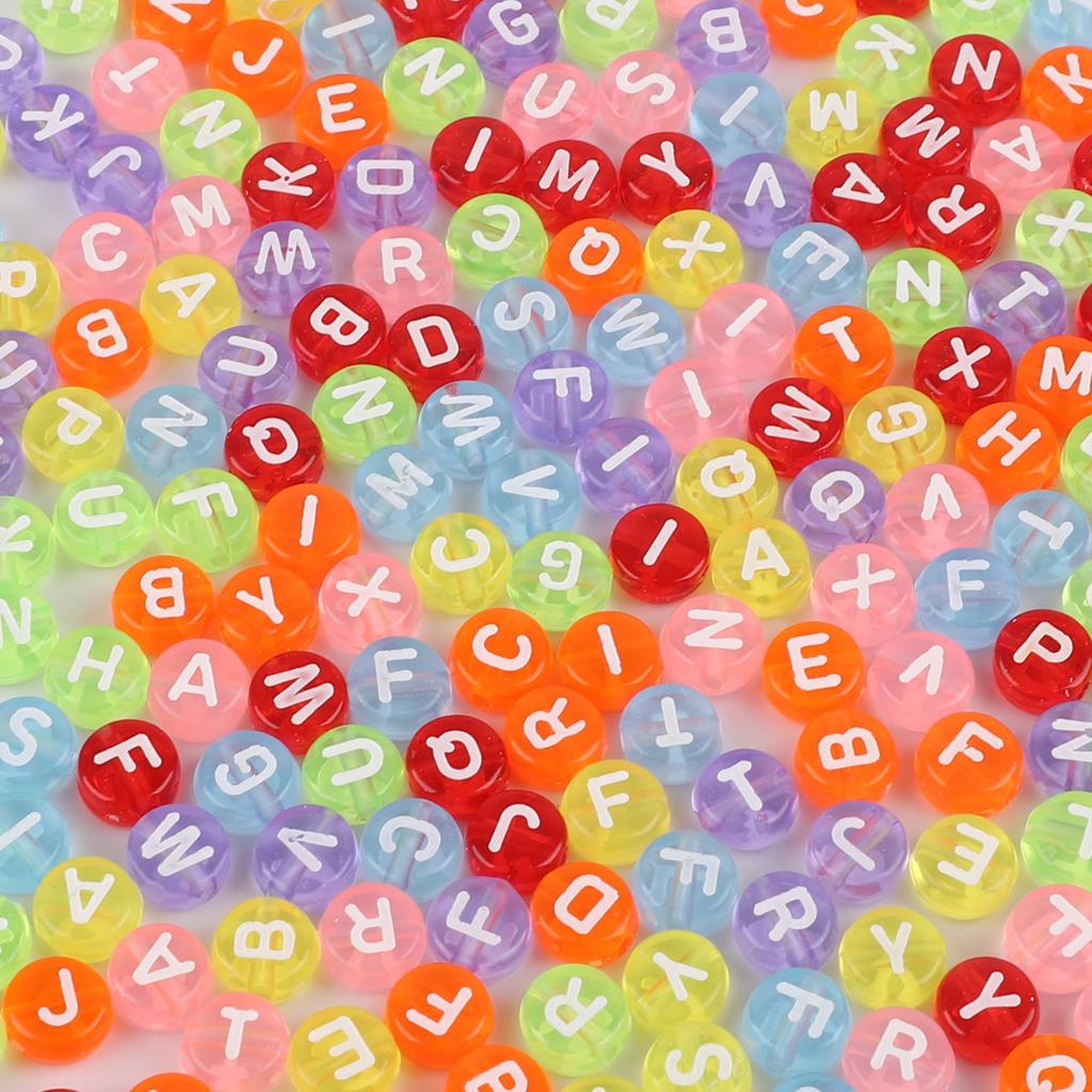 

7mm Acrylic Mixed Letter Beads - DIY Jewelry (Bracelet/Necklace) Round Flat Alphabet Spacer 100pcs/Bag 7mm 100pcs