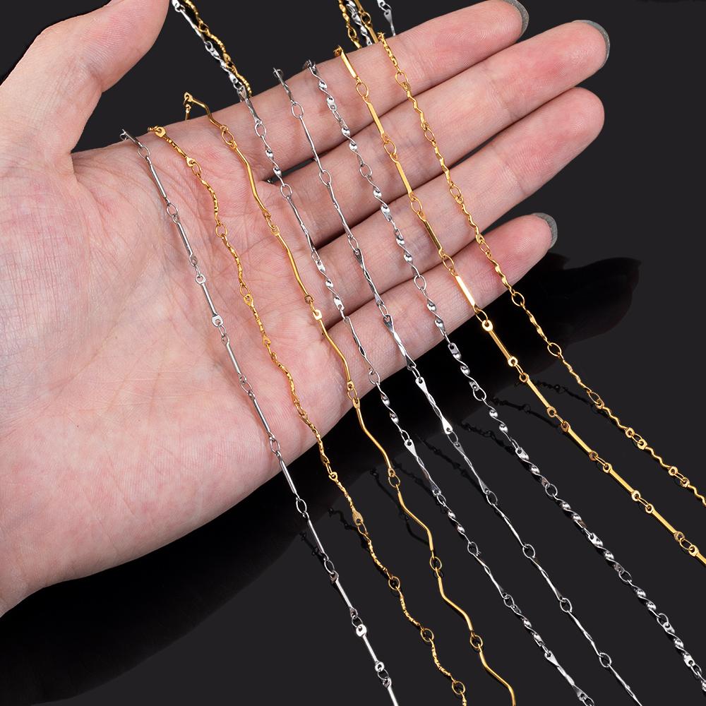 No Fade 1Meter Stainless Steel Gold & Silver Color Twist Stick Link Chain Bulk Chains for DIY Necklace Bracelet Jewelry Making