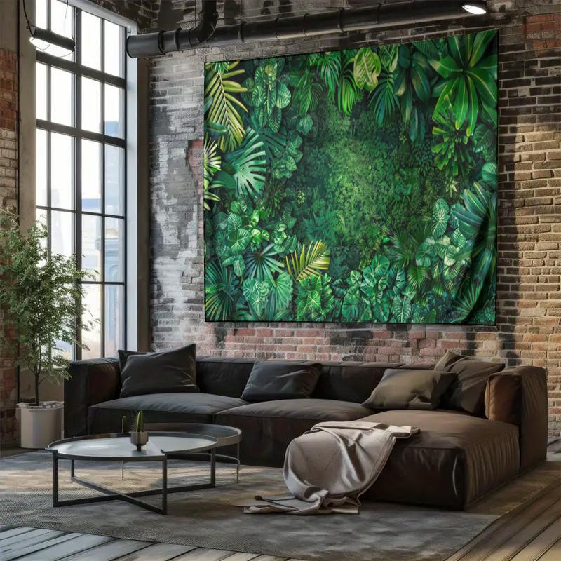Greenery Wall Tapestry: Tropical Jungle Leaves Art for Living Room Decor Boho Style Woven Throw Fashion Blanket Multicolor Abstract Hang