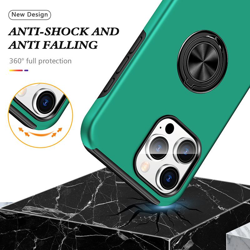16 Plus Ring Holder Plastic Hard Shell Phone Case for IPhone 16 15 14 13 12 11 Pro Max XS X XR 7 8 Magnetic Shockproof Cover