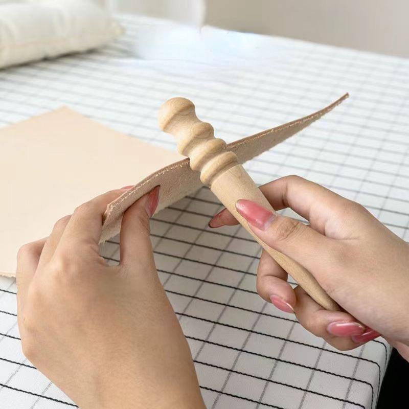 Kožený brousek na hrany DIY Kožený brousek na hrany Kulatá dřevěná tyčinka na broušení kůže Kožený brousek na hrany