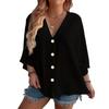 V Neck Large Size Casual Loose Women Shirt Solid Color Spring and Summer T-shirt Casual Buttons Top Fashion Elegant Simple Blouse Sweet Office Clothes