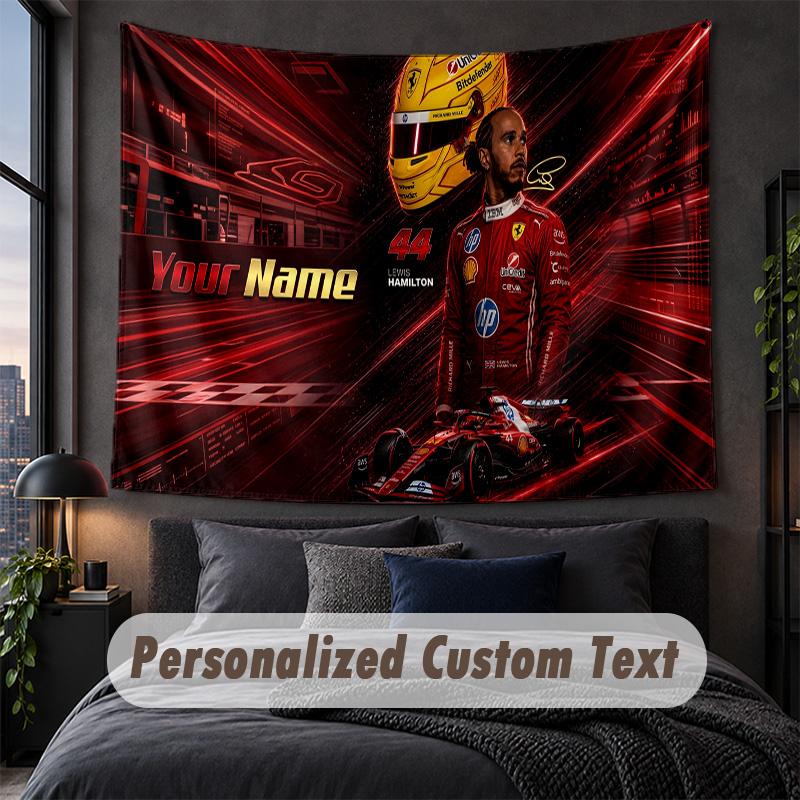 Custom Name Text Tapestry,Lewis Hamilton Decorative Wall Hanging, Background Tapestry For Home Bedroom