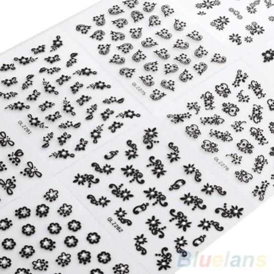 30 Sheets Mixed Floral Nail Art Stickers Decals DIY Manicure Design Accessories