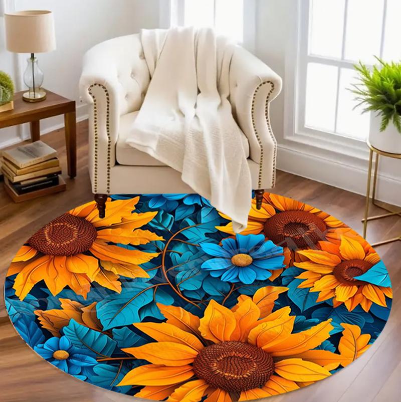 

Wolf Ice Frosted Branches Round Area Rug Chilly Wilderness Pattern Non-Slip Floor Mat for Living Rooms Unique Home Decor Spaces 80cm
