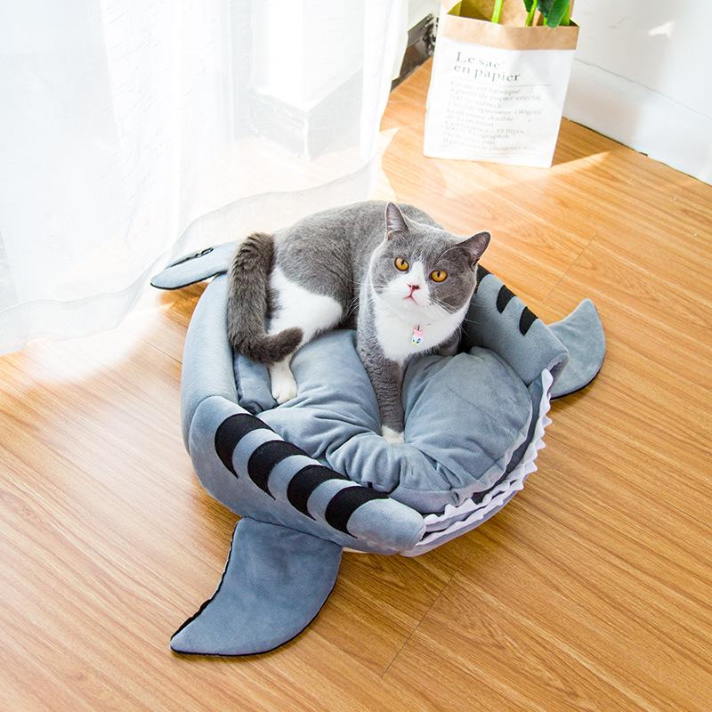 Cat Nest Can Be Used In All Seasons Spring and Summer Shark Nest Small Dog Teddy Dual-purpose Folding Removable and Washable Cat Bed