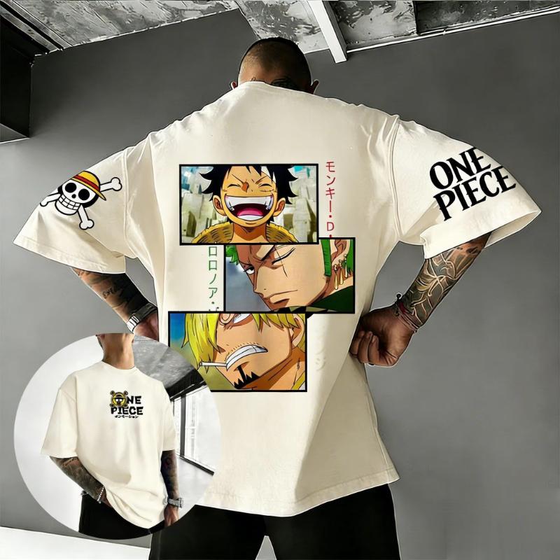 

2026 ONE PIECE Mens and Womens Summer Cotton Tshirt New Anime Collaboration Harajuku Trendy Loose Casual Y2K Parent Child Top S