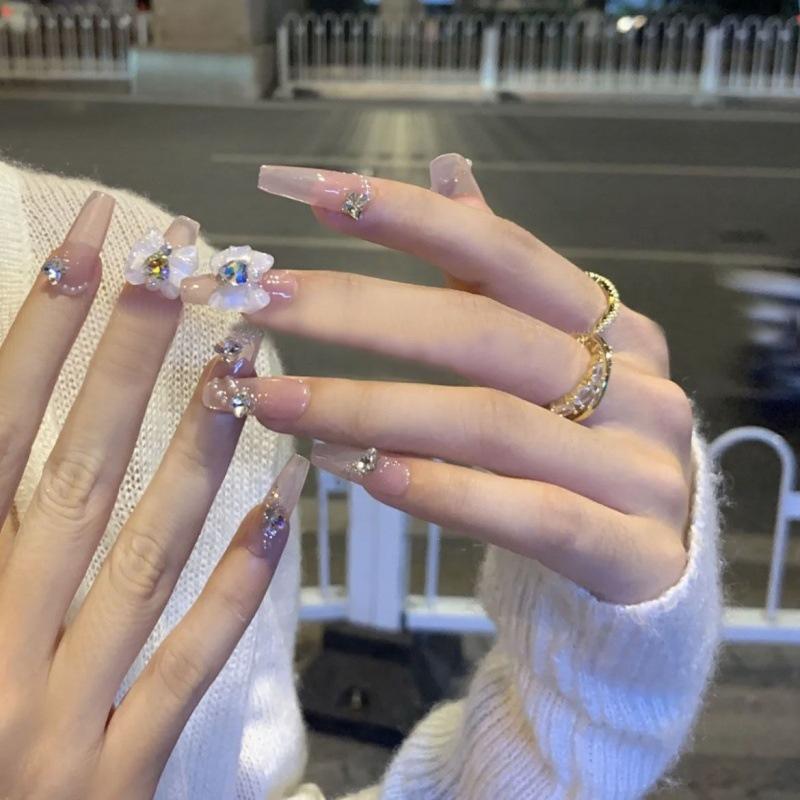 HANDMADE Artificial Nail Diamond Sweetheart Phototherapy Nails Reusable and Removable Nails