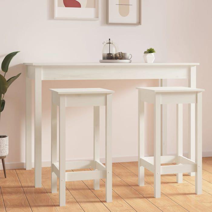 VidaXL 2x Chaises de Bar Tabourets de Bar Chaises de Cuisine Salle à Manger Meubles de Bistro Maison Intérieur Blanc 822138