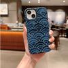 Artistic Oceanic Watercolor Layered Scale Pattern Film Aesthetic Protective Shockproof Bumper Phone Case Cover For iPhone 14 15 16 Pro Max Plus