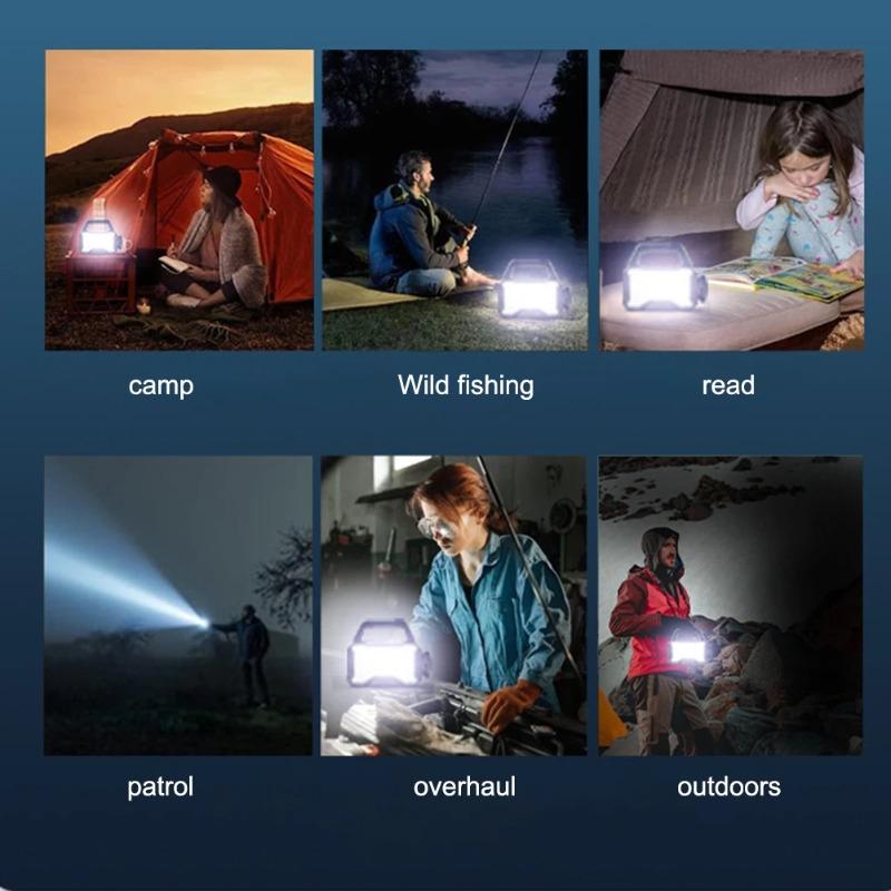 Solar Camping LanternType C Rechargeable Long Range Outdoor Camping Searchlight Waterproof Powerful Handheld Spotlight Torch COB