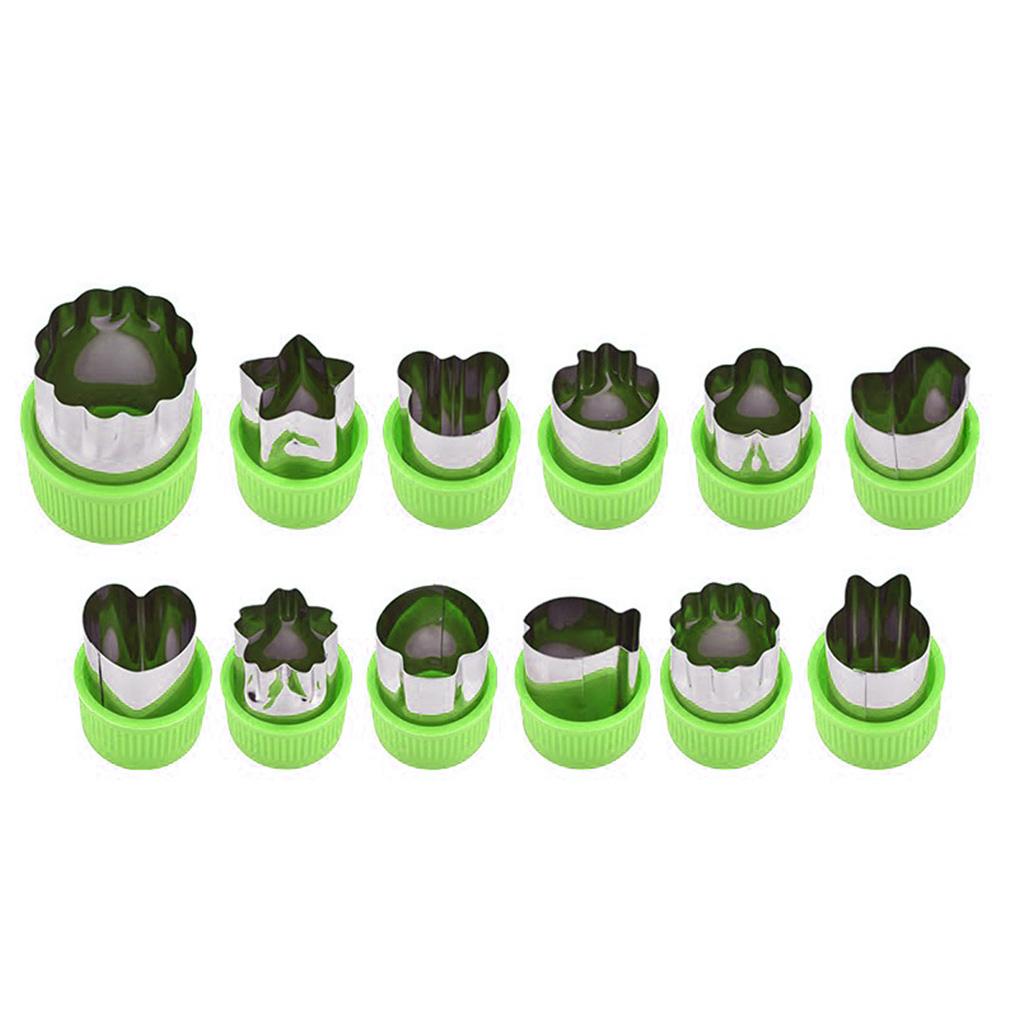 12pcs Rustproof Wear-resistant Baking Mould Biscuit Mold Reusable Vegetable Shape Sculpture Tools with Plastic Shell