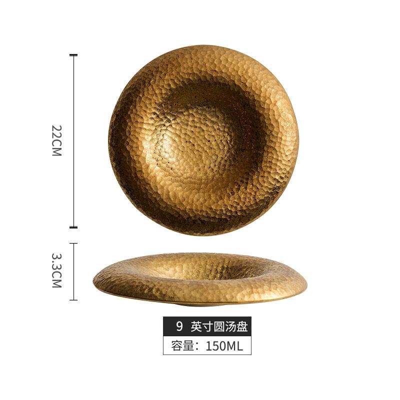 

Ceramics Western Plate Golden Soup Plate Dining Plates Pasta Dish Dessert Bowl Fruit Dish Salad Bowl Serving Plates Snack Tray