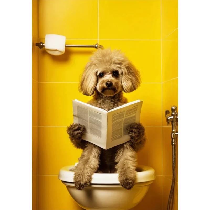 

Chimpanzee Elephant Panda Animal Posters Print Funny Art Wall Picture Canvas Painting for Bathroom Toilet Room Home Decor Gift 30x45cm No Frame