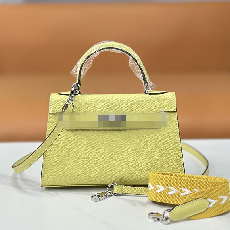 Second Generation Palm Print Cowhide Mini Small Keli Handbag 2025 New Bag Women's Commuter Versatile Shoulder Messenger Bag