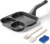 Titanium Nonstick Egg Frying Pan,3-in-1 Divided Breakfast Omelette Egg Pan, for Pancake, Bacon,Healthy