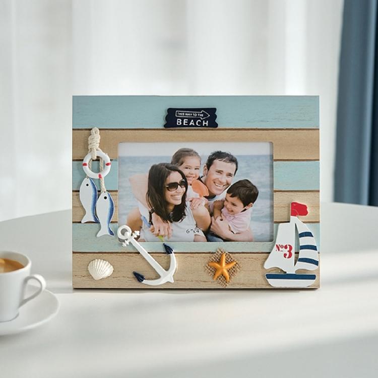 Ramka na zdjęcie na biurko Ramka śródziemnomorska Drewniany stojak na ramkę na zdjęcie Ramka przybrzeżna Dekoracje do domu i kawiarni