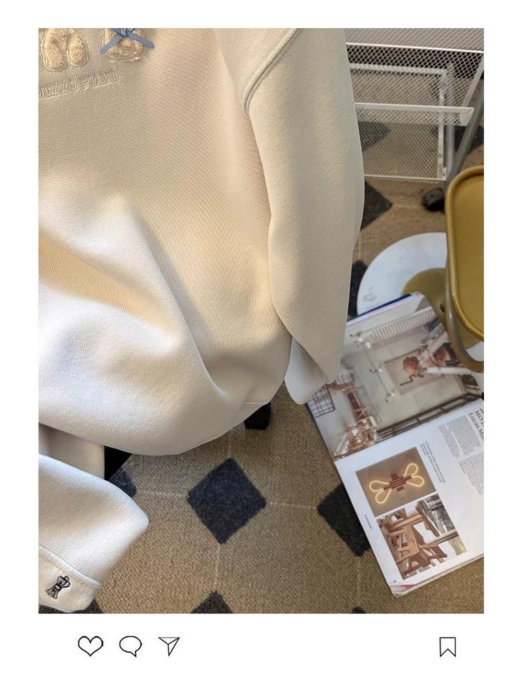 Damen Übergroßes Besticktes Welpen-Sweatshirt - Herbst/Winter 2025 Modische Lockere Passform