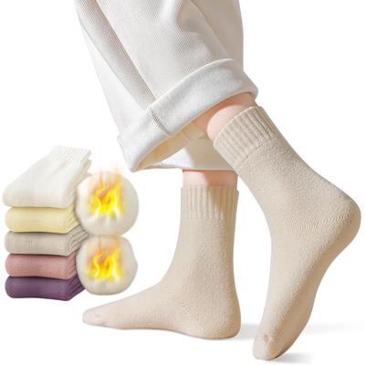 Grosso para confortável para parece fofo e aquece para Pêlo quente antibacteriano e odor obter espaço 3 de 5 pares de 5 Oatmeal Amarelo Rosa Escuro